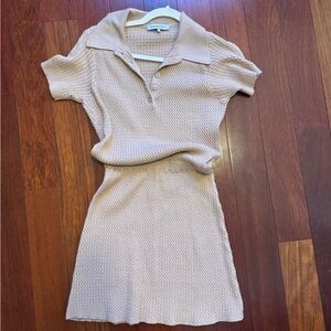 WeWoreWhat Knit Polo Dress in Beige
